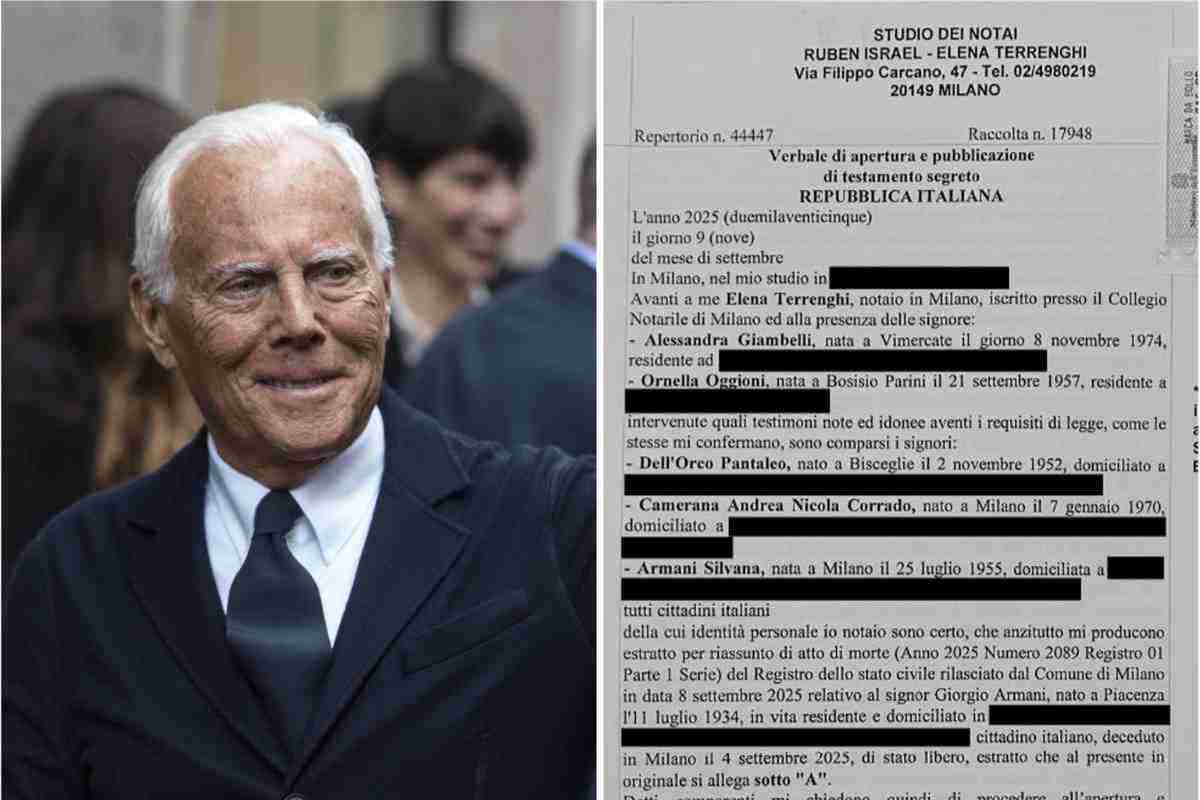 Giorgio Armani, il testamento